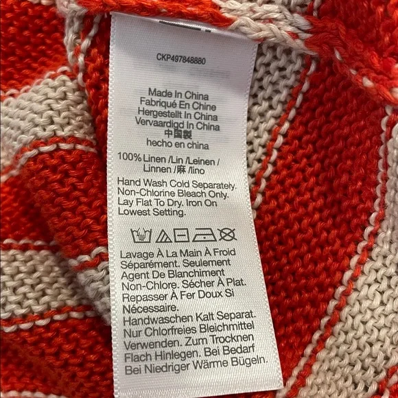 Madewell NU918 Linen Drop Shoulder Striped Lightweight Open Weave Sweater Large - Picture 6 of 7